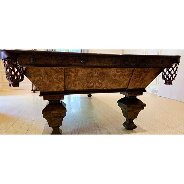 Antique Burled Walnut Billiards Table, Circa Late 1800's For Sale In Charlotte - Image 6 of 12