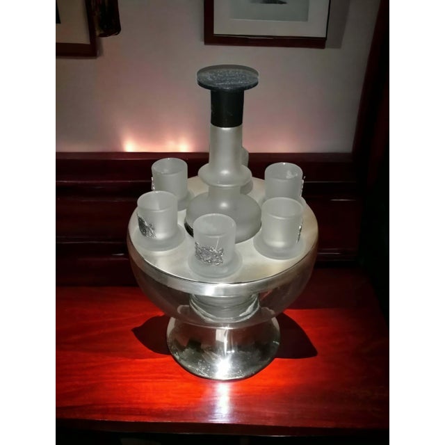 Ice Bucket Set with Empty Libarna Grappa Bottle and Glasses, 1970s, Set of 8, in Flawless conditions. Designed 1970 to 1979