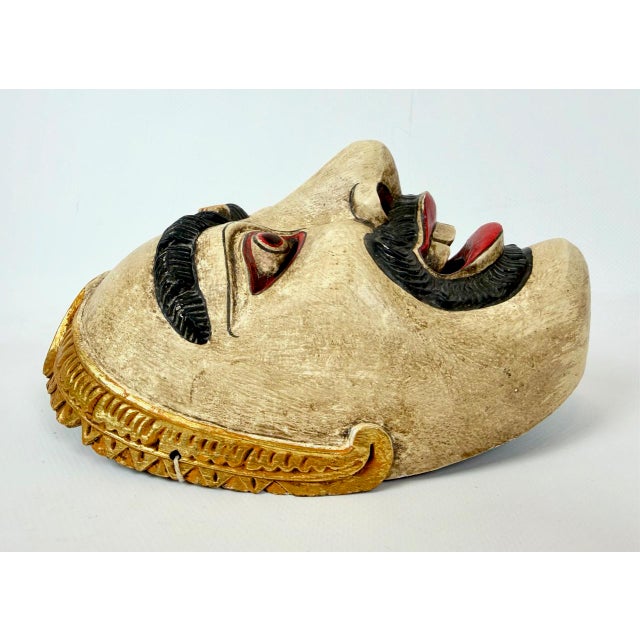 Yogyakarta Javanese Hand Painted Carved Mask, Indonesia, 1900s For Sale - Image 8 of 13