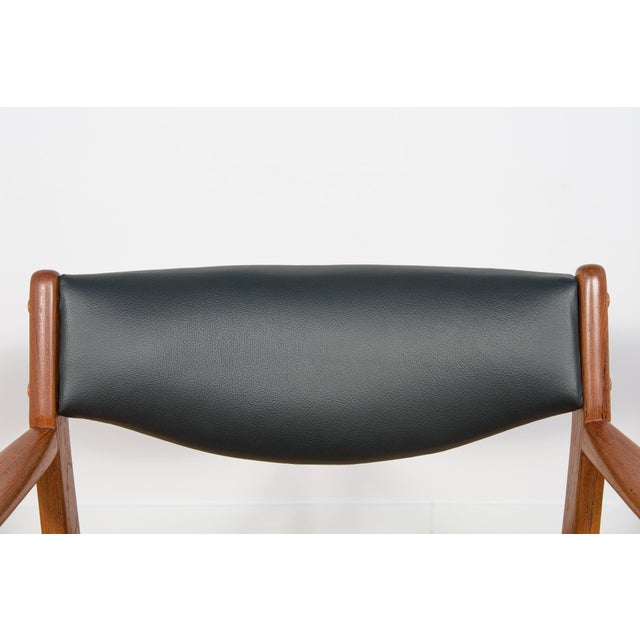 Black Mid-Century Teak & Leather Armchair, Denmark, 1960s For Sale - Image 8 of 17