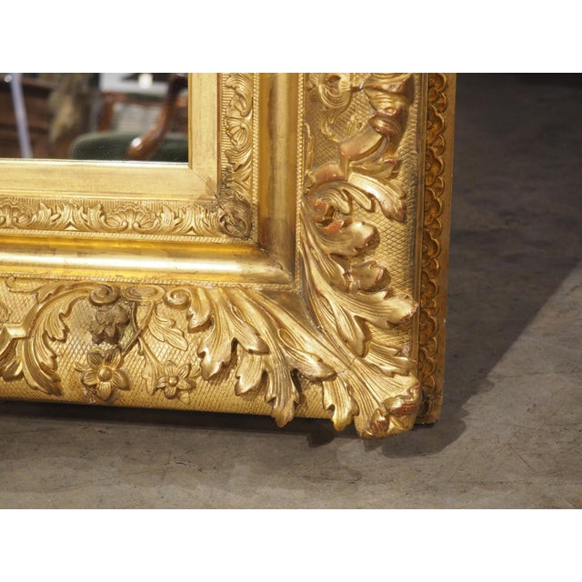 Gold Antique French Louis XIV Style Symmetrical Giltwood Mirror, Circa 1890 For Sale - Image 8 of 18
