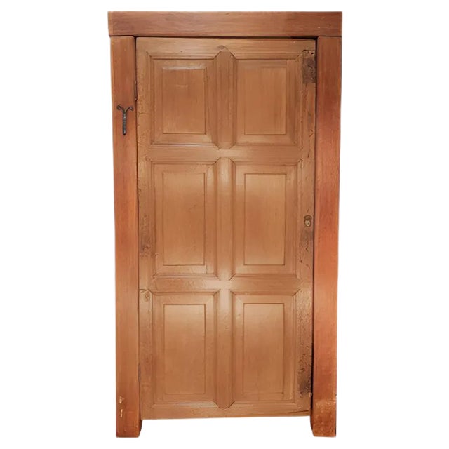 Antique Oak 6-Panel Door with Framework For Sale