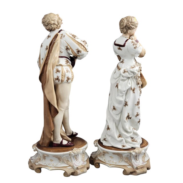 Large Gallant Musicians in Porcelain from Volkstedt, Richard Eckert & Co., 1894, Set of 2 For Sale - Image 4 of 13