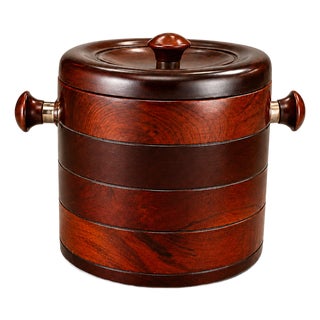 1960s Brazilian Modern Rosewood Ice Bucket with Sculptural Turned Handles For Sale