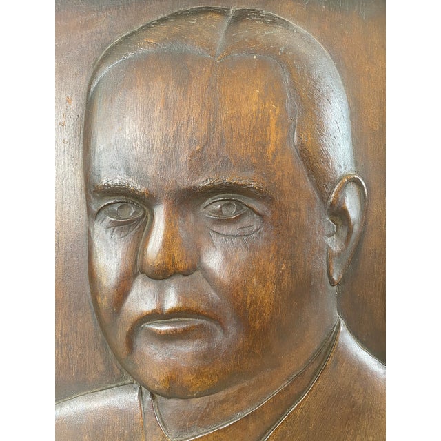 Portraiture 1930s Folk Art Carving of President Herbert Hoover For Sale - Image 3 of 8