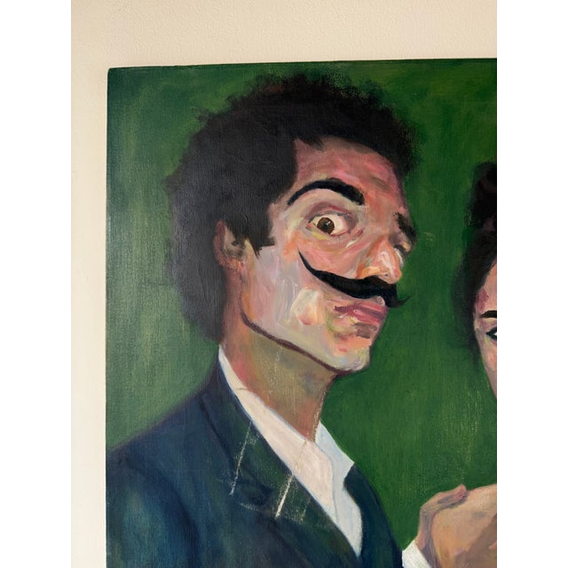 2010s Contemporary Salvador Dalí & Frida Kahlo Portrait Oil on Canvas Painting, Signed For Sale - Image 5 of 12