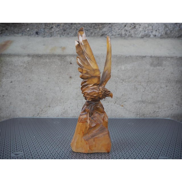 Vintage Eagle Statue in Wood, 1970s For Sale - Image 8 of 14
