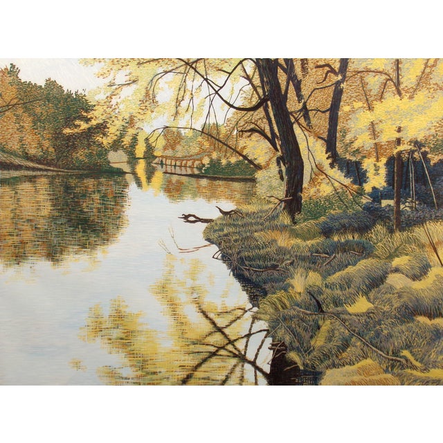 Gordon Mortensen "Autumn on the Sioux" Hand Signed LTD Ed Woodcut Art 1981 Last1 For Sale - Image 4 of 4