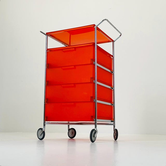 Mobil Storage Unit in Orange PMMA and Chrome by Antonio Citterio for Kartell, Italy, 1990s For Sale - Image 16 of 17