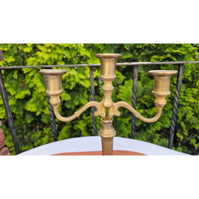 Art Deco Brass Three-Arm Candlestick, 1950s For Sale - Image 3 of 7
