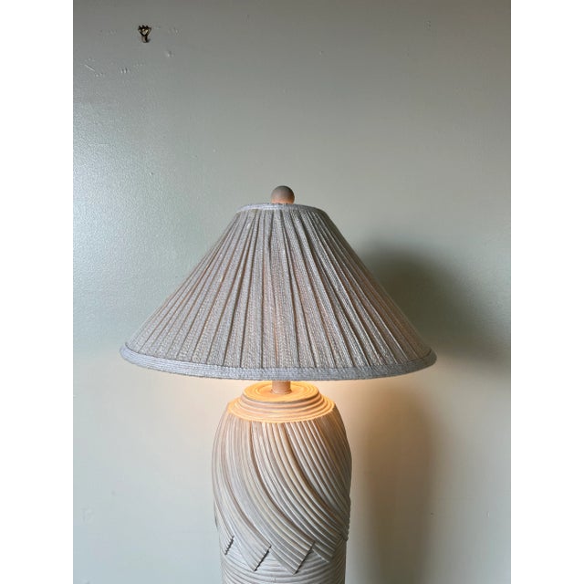 Hollywood Regency 1980's Vintage Sculptural Faux Pencil Reed Plaster Floor Lamp For Sale - Image 3 of 12