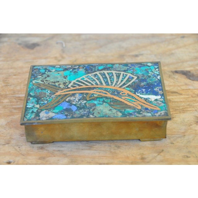 E3【used】Los Castillo mixed メタルボックス Mid 20th Century Gemstone and Mixed-Metal Inlaid Hinged Box