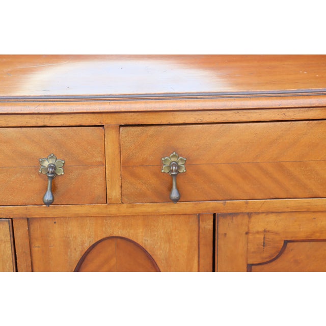 1940s Vintage Oak Sideboard Server With Beveled Mirror For Sale - Image 11 of 13