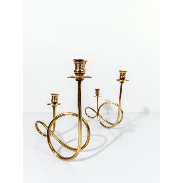 Mid-Century Modern Brass Candleholders in the style of Josef Frank, 1950s, Set of 2 For Sale - Image 8 of 18