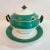 Vintage 1990s Green & White Gilded Lidded Sauce Boat With Underplate For Sale In Richmond - Image 6 of 6
