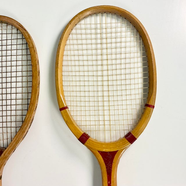 1905 Antique Americana Boho Chic Wood Tennis Rackets Home Accents - A Pair. For Sale - Image 15 of 17