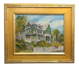 W. Mills Historic Victorian House in Los Angeles Oil Painting, 1930
