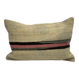 Turkish Hemp Pillow Cushion Natural Beige Black Pink Green Pillow Cushion Cover 16" x 24" For Sale