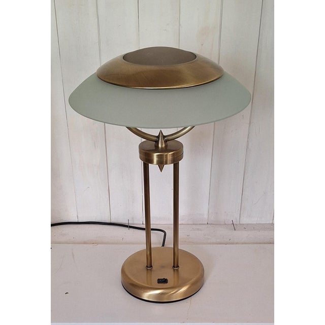 Vintage Table Lamp with Metal Base and Frosted Glass Shade from CK, 2000s For Sale - Image 4 of 8