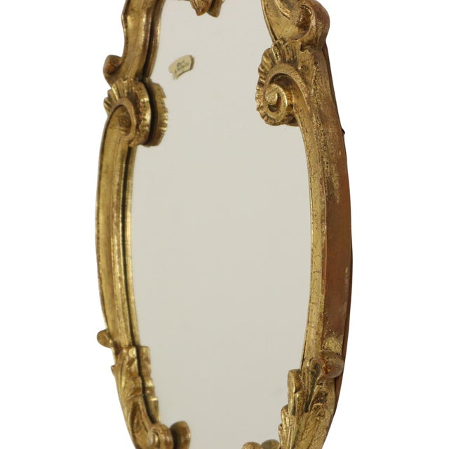 1970s French Baroque Gold-Leaf Gilded Mirror with Crest, 1960s For Sale - Image 5 of 18