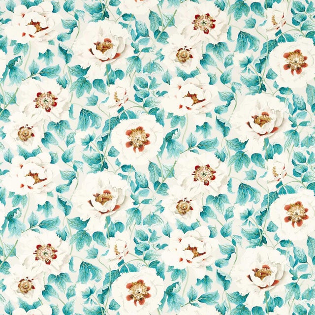 Harlequin Florent Fabric in Hempseed/ Lagoon/Rosehip - a Sample For Sale