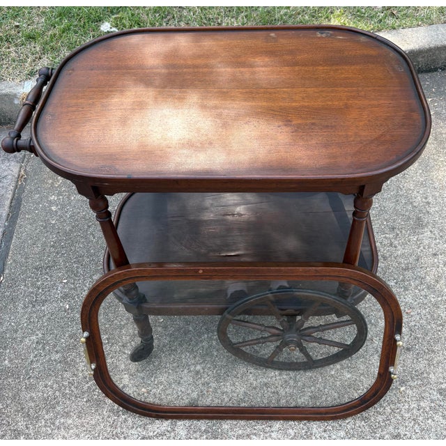 Wood Antique English Tea Cart With Removable Tray For Sale - Image 7 of 9