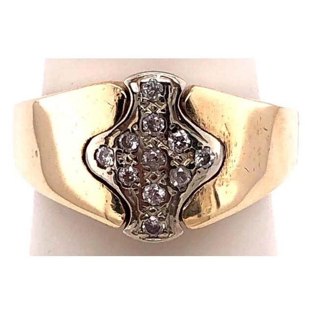 Yellow 14 Karat Two-Tone Yellow and White Gold Ring With Diamond Cluster 0.30 TDW, Size 7 For Sale - Image 8 of 9