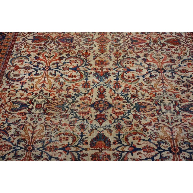 Stunning Ivory Open Field and Allover Design Sultanabad Style Antique Persian Rug For Sale In New York - Image 6 of 12