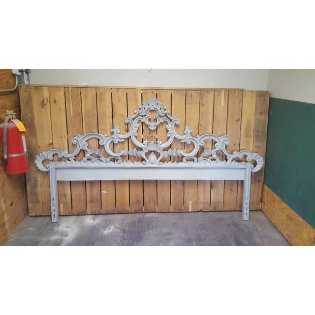 Hollywood Regency Cast Iron King Headboard Vintage Victorian Bed
