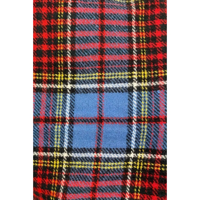 Merino Lambswool Knee Rug / Blanket in a Colorful Blue Plaid Pattern- Made in England For Sale In Dallas - Image 6 of 11