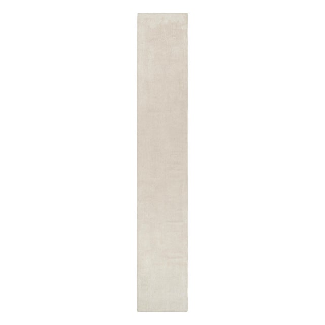 Contemporary Rug & Kilim’s Extra-Long Runner Rug in Textured Monochrome White Tones & Striae For Sale - Image 3 of 7