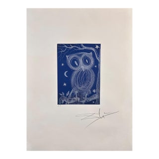 1968 Dali La Petite Chouette 2 Hand Signed Numbered Etching Rare Surreal Art For Sale