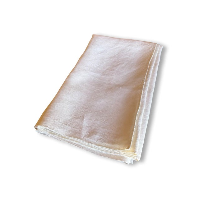 Antique French XL Linen Towel 31.5 X 73.2 Inches Hand Finished Edges Vintage French Trousseau Textile For Sale - Image 14 of 14