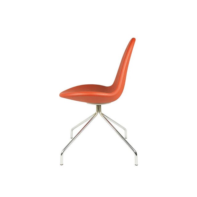 1990s Italian Chrome-Plated Metal Base and Red Polyurethane Seating Chairs, 1990s, Set of 5 For Sale - Image 5 of 18