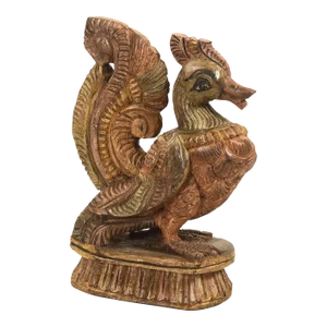 Vintage Carved Distressed Wooden Peacock Sculpture