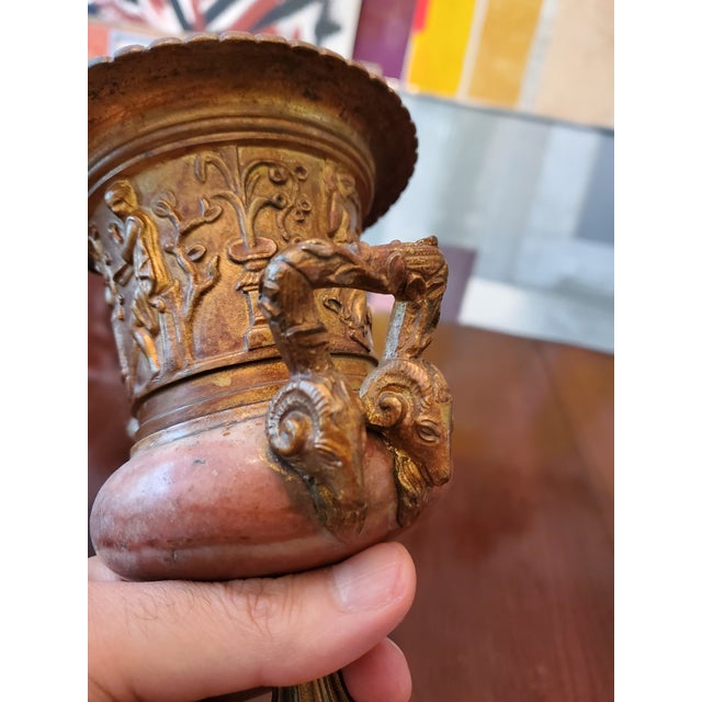 1900 - 1909 Antique Rouge Royall Marble & Bronze Grand Tour Urn For Sale - Image 5 of 12