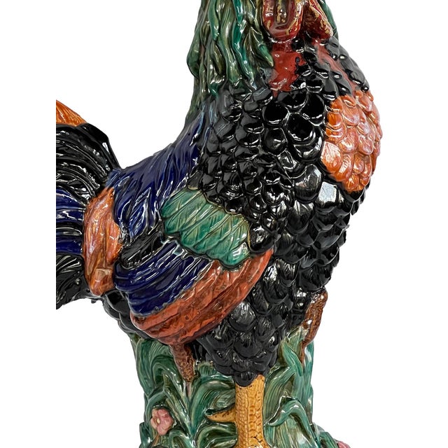 1950s Large French Polychromed Ceramic Rooster in the Manner of Choisy-Le-Roi For Sale - Image 5 of 12