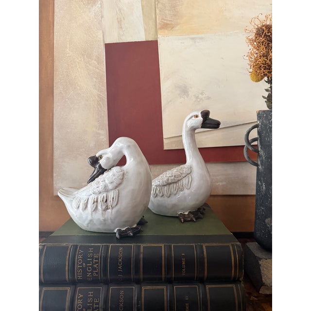 Vintage Wildwood Ceramic Geese in Sepia Cream Crackle Glaze Figurines - A Pair For Sale - Image 9 of 11