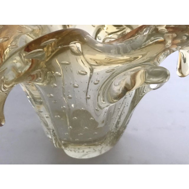 Vintage Light Amber Murano Glass Pulegoso Bowl For Sale In Palm Springs - Image 6 of 9