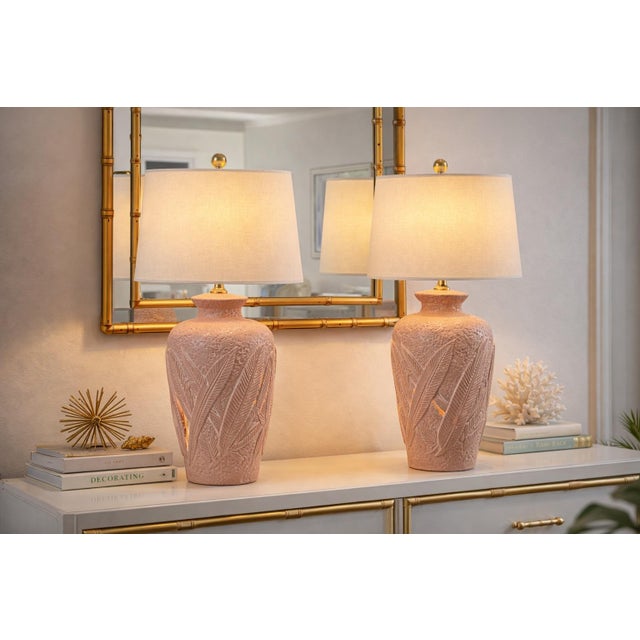 Hollywood Regency Late 20th Century Hollywood Regency Table Lamps With Illuminated Palm Frond Cutouts — Palm Beach Hollywood Regency Statement Lighting - a Pair For Sale - Image 3 of 8