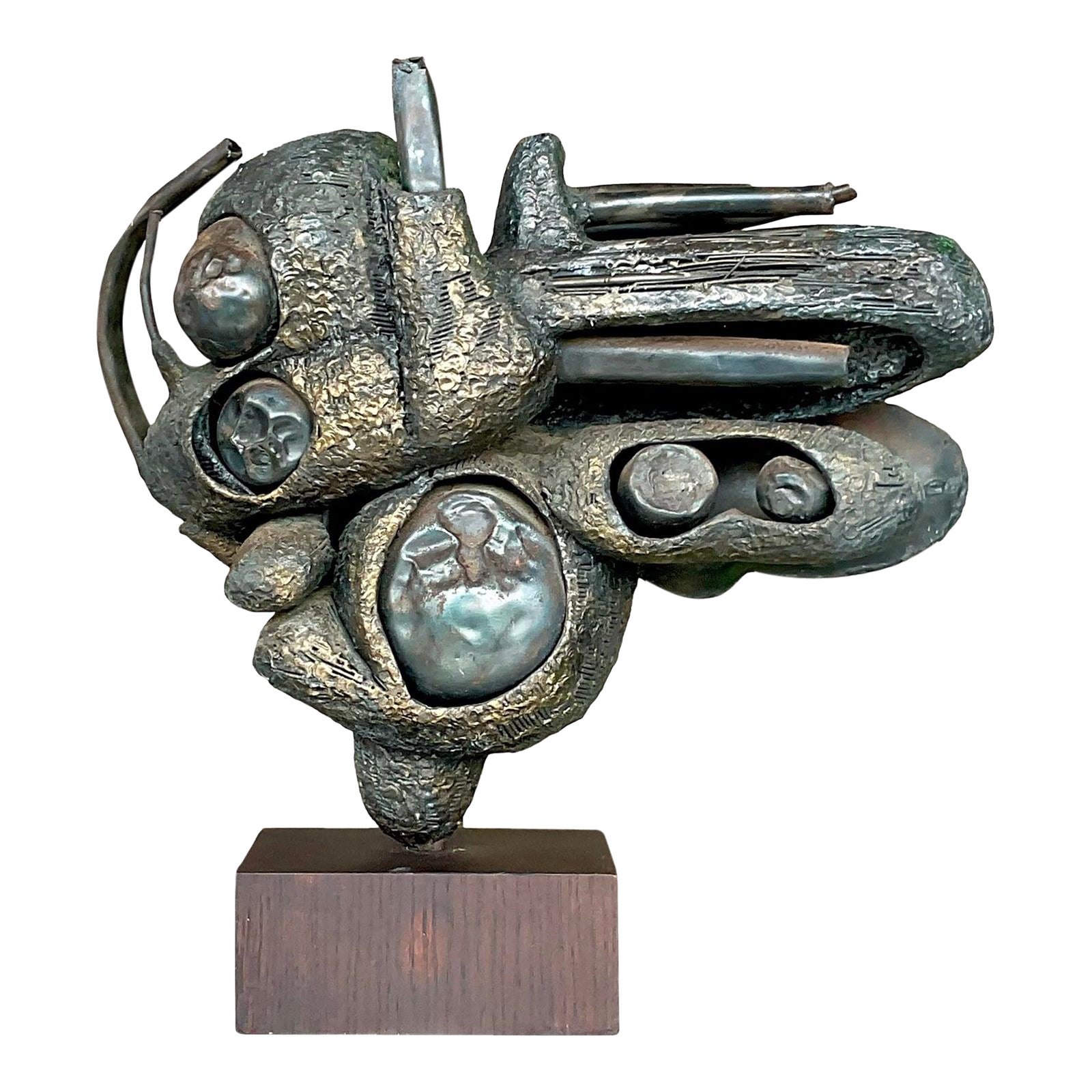 Vintage Boho Rudolph Seno Abstract Bronze Sculpture | Chairish