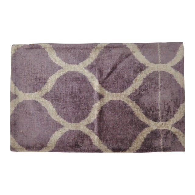 Purple Honeycomb Pattern Silk Velvet Pillow For Sale