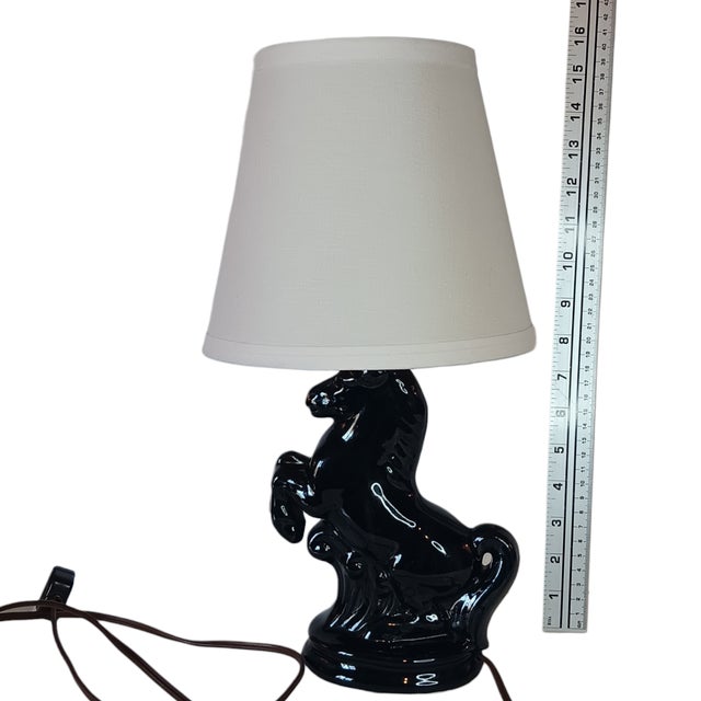 Vintage Rearing Stallion Horse Table Lamp Black Ceramic Equestrian Mid-Century Modern For Sale - Image 18 of 18