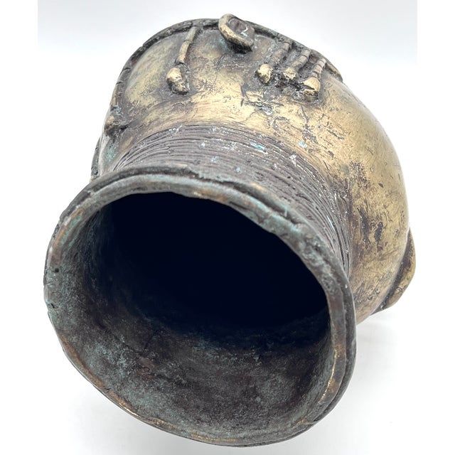 Nigerian Artist, Large Benin Memorial Head Sculpture, 20th Century, Bronze For Sale - Image 17 of 18