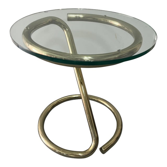 1970s Tubular Chrome & Glass Side Table Paul Tuttle For Sale