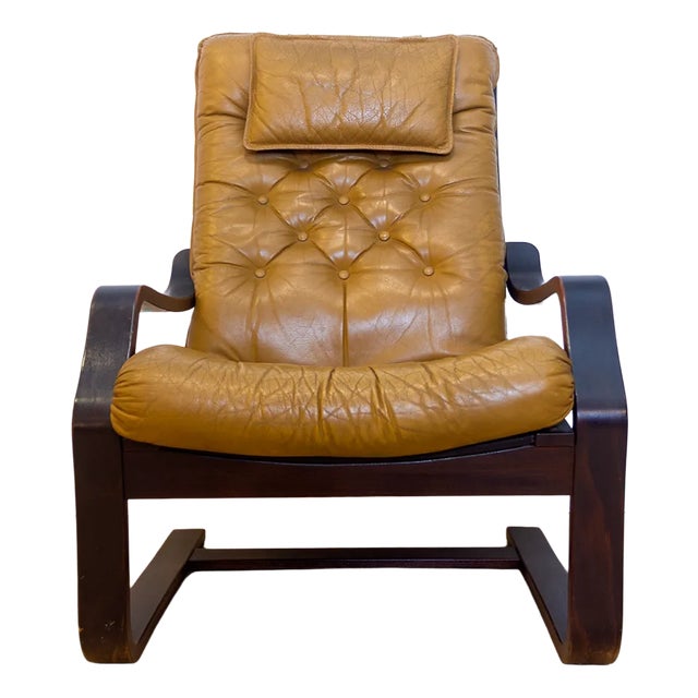 Danish Colored Leather Armchair, 1970s For Sale