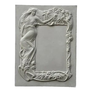 Art Nouveau Plaster Figurative Bas-Relief Plaque/Style of Mucha