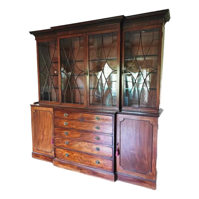 Vintage Custom Monumental Breakfront Cabinet For Sale