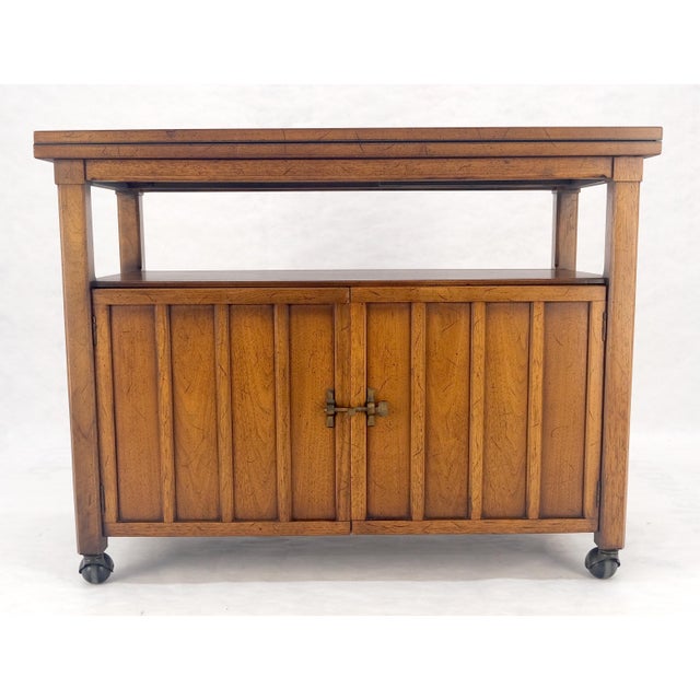 Flip Top Mid Century Modern Serving Cart Two Doors Compartment on Wheels MINT For Sale - Image 12 of 17