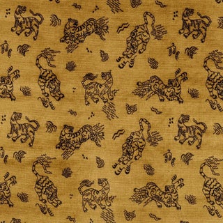 Schumacher Kinabalu Velvet Fabric in Gold For Sale